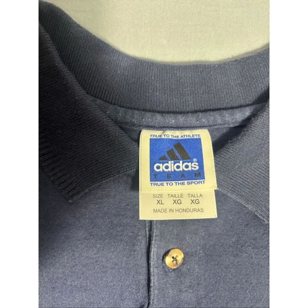 Vintage Notre Dame Fighting Irish Polo Shirt Mens XL Blue Adidas NCAA